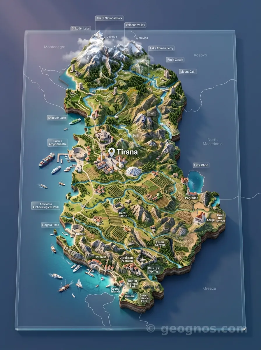 3D map of Albania