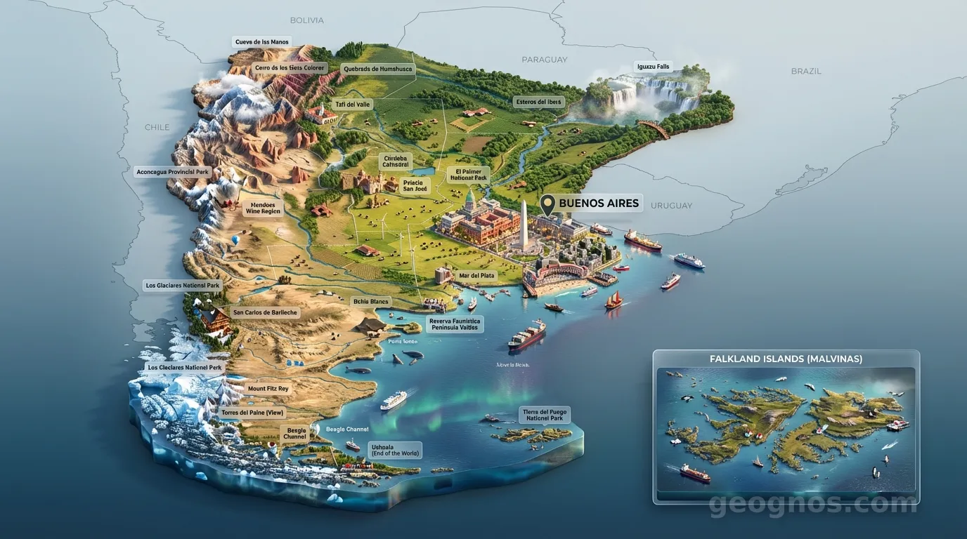 3D Diorama Map of Argentina