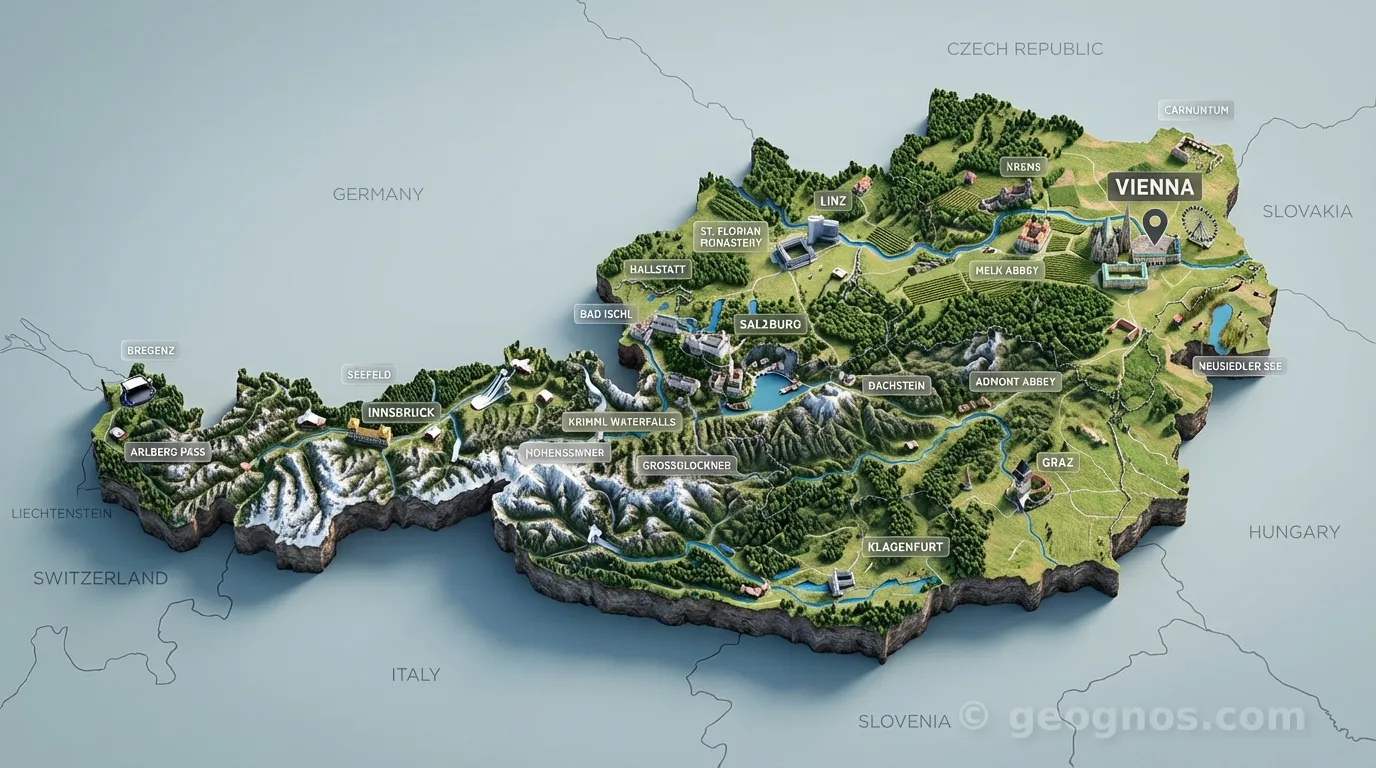 3D map of Austria