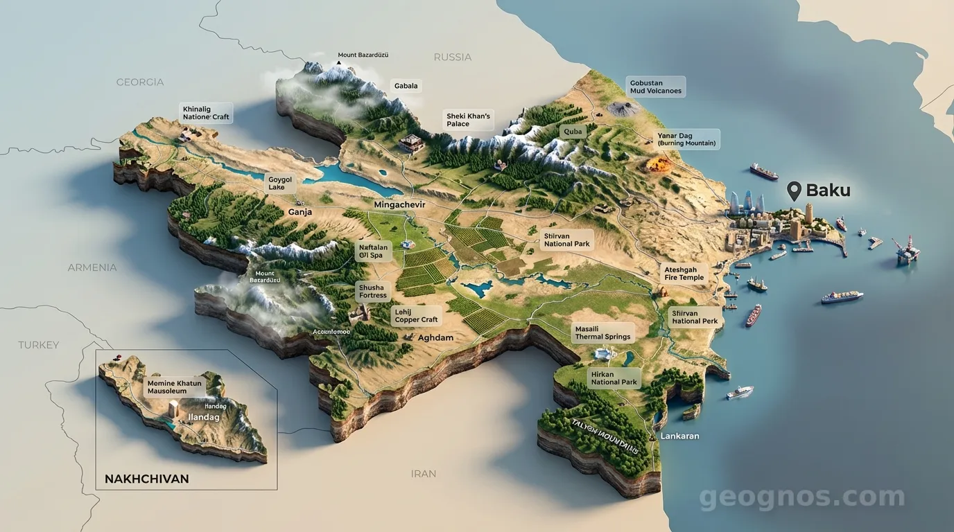 3D Diorama Map of Azerbaijan