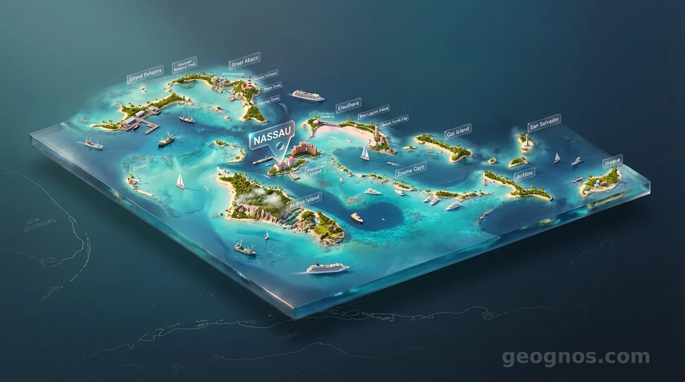 3D Diorama Map of Bahamas, The