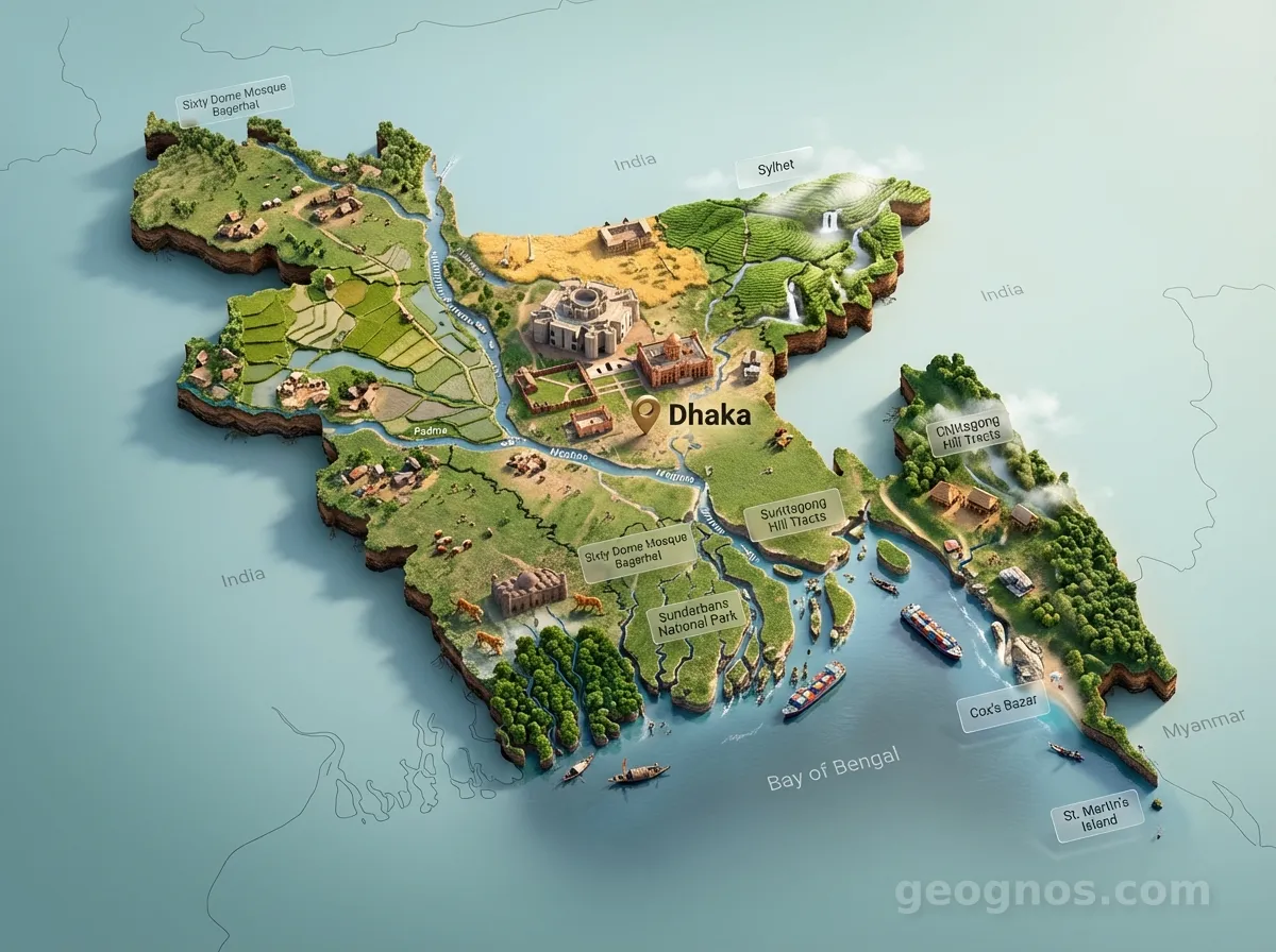 3D Diorama Map of Bangladesh