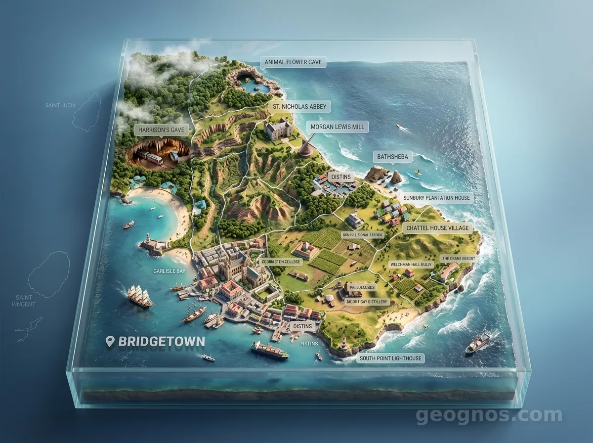 3D Diorama Map of Barbados
