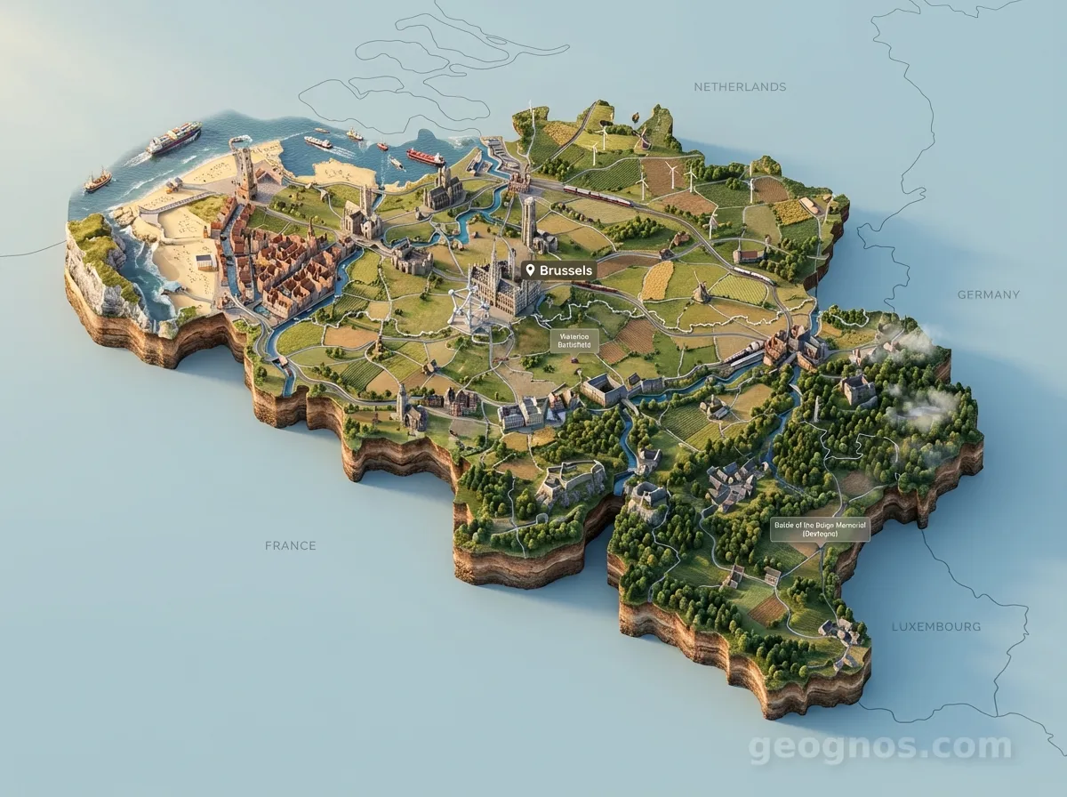 3D Diorama Map of Belgium