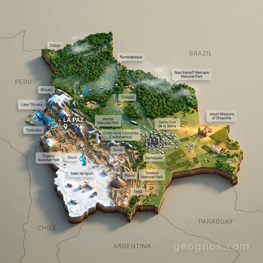 3D Diorama Map of Bolivia