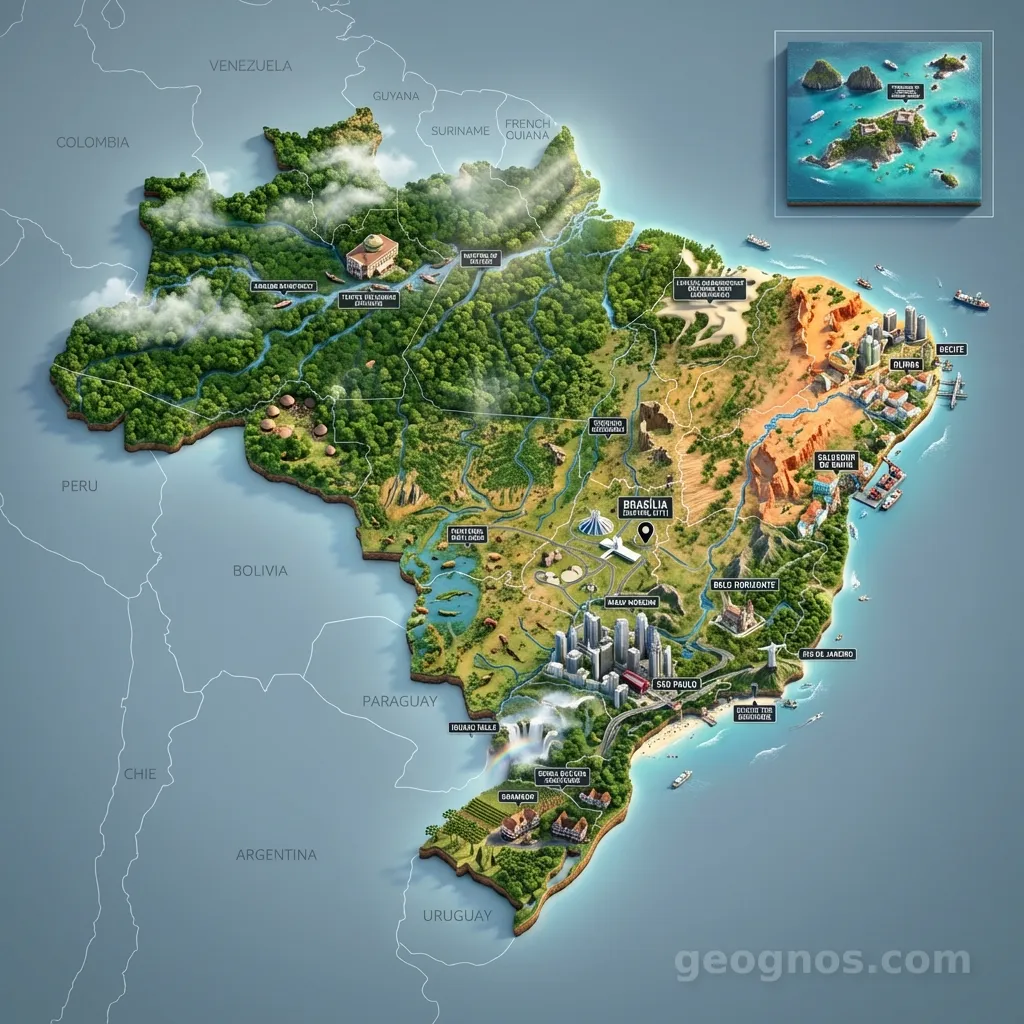 3D Diorama Map of Brazil