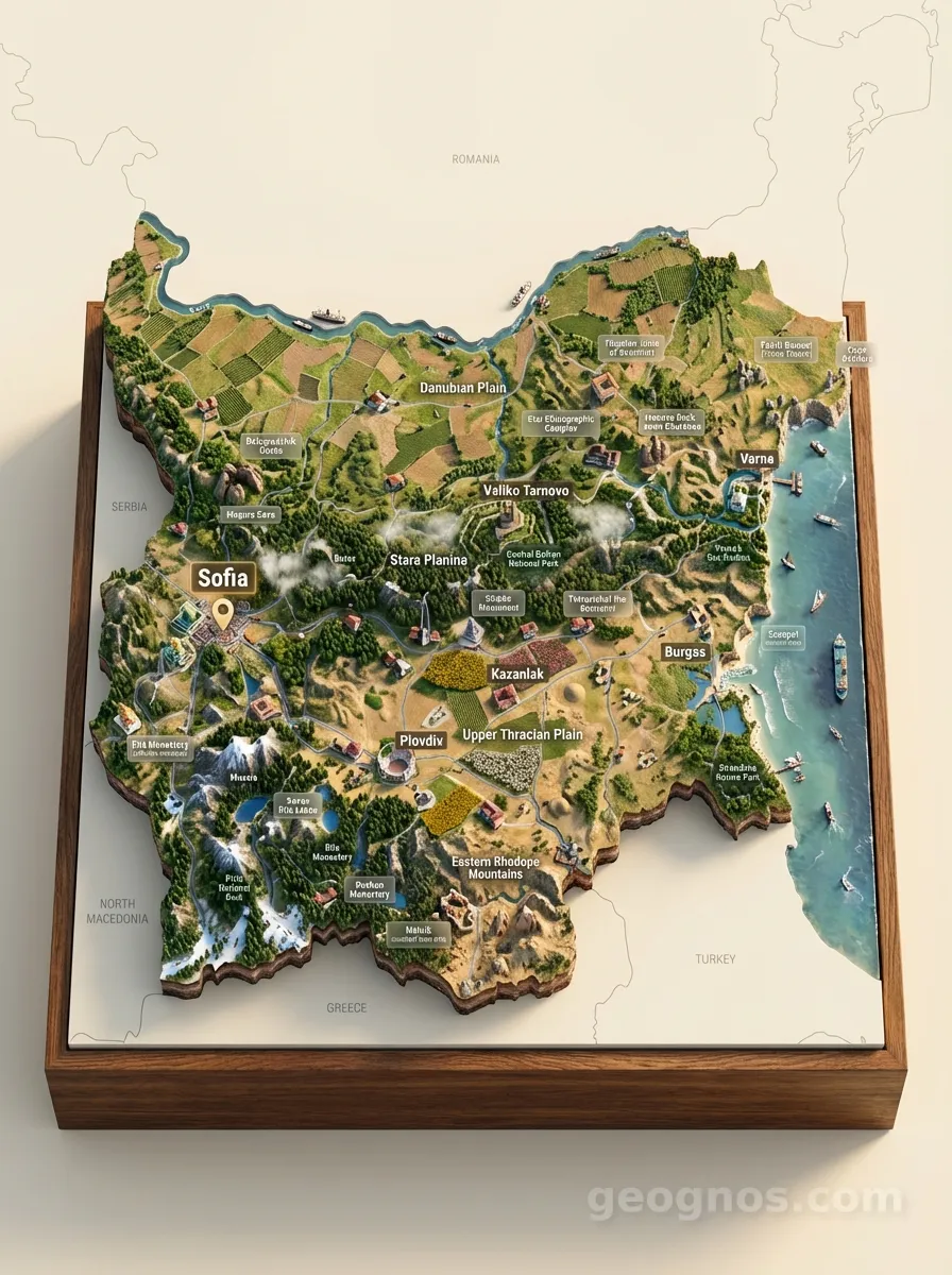 3D Diorama Map of Bulgaria
