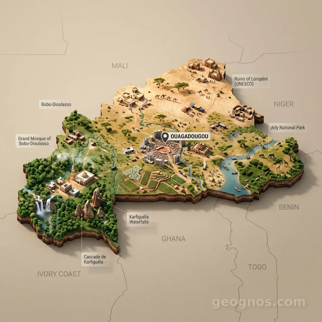 3D Diorama Map of Burkina Faso