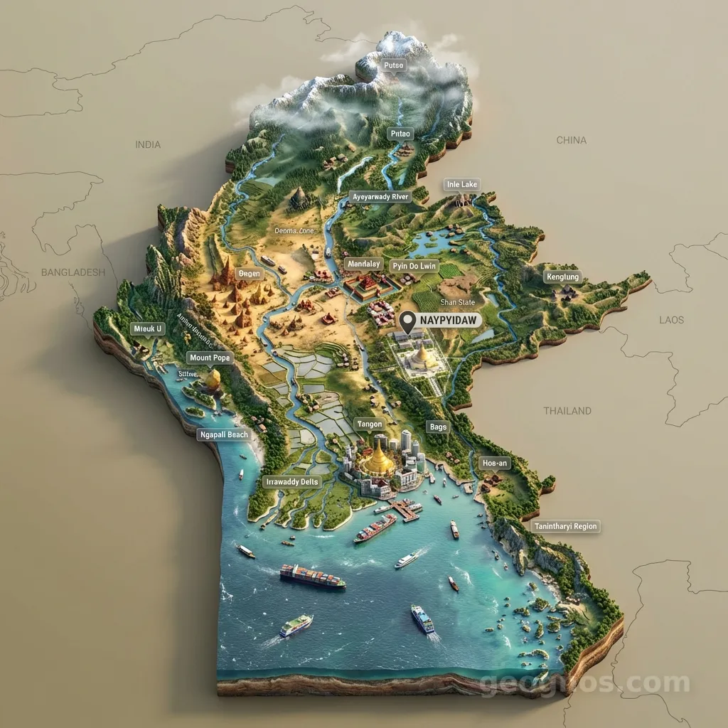 3D Diorama Map of Burma