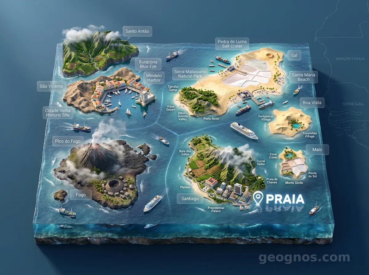 3D Diorama Map of Cabo Verde