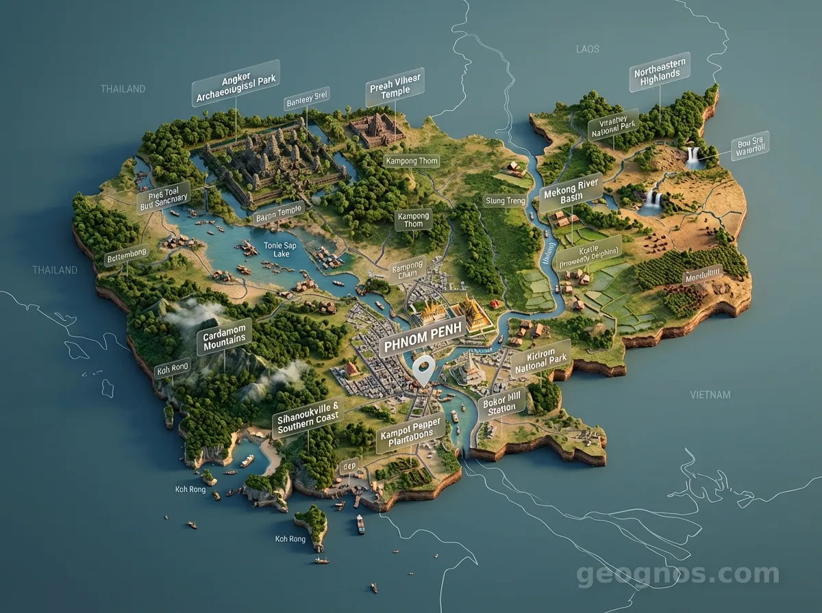 3D Diorama Map of Cambodia