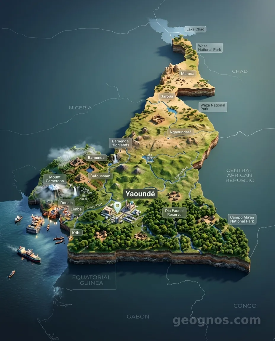 3D Diorama Map of Cameroon