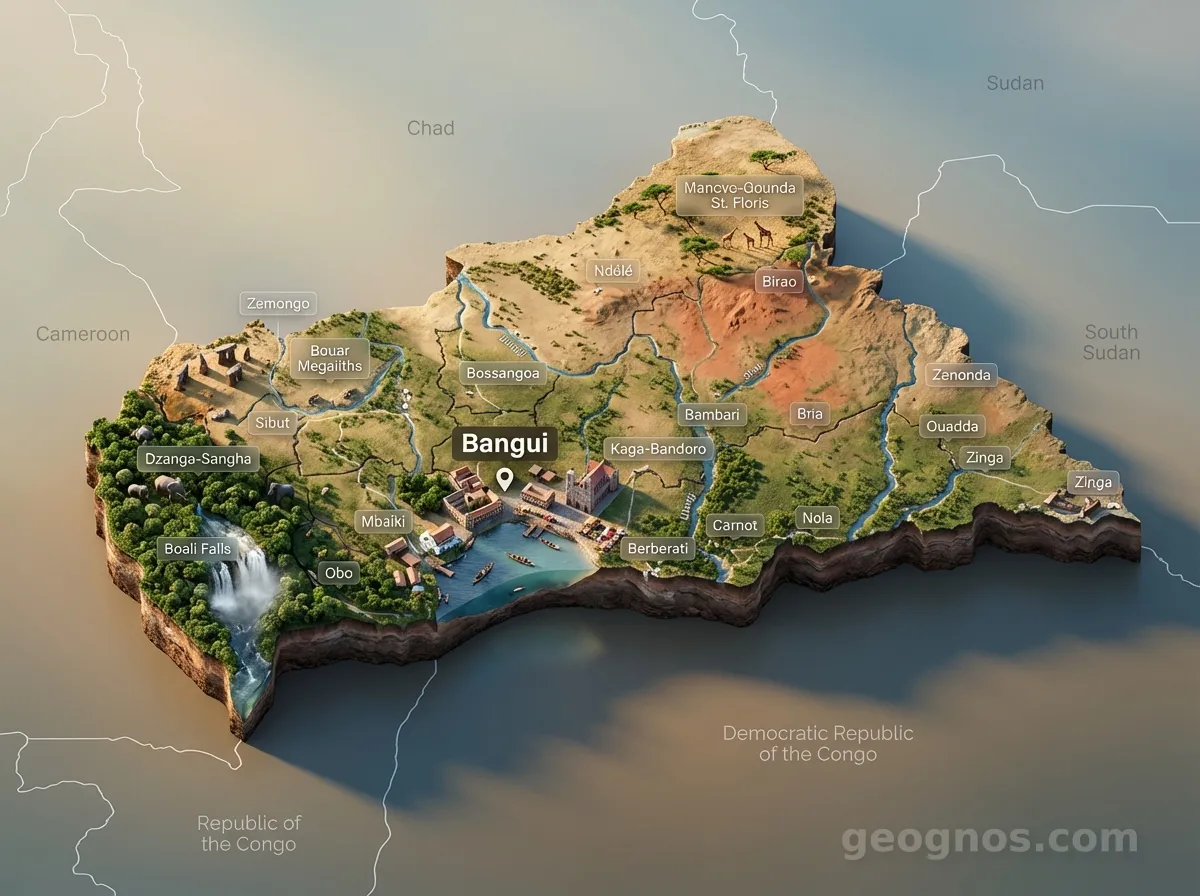 3D Diorama Map of Central African Republic