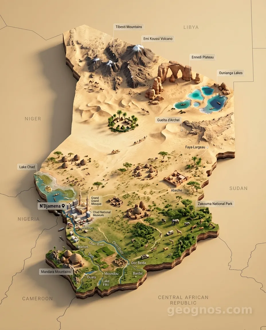 3D Diorama Map of Chad