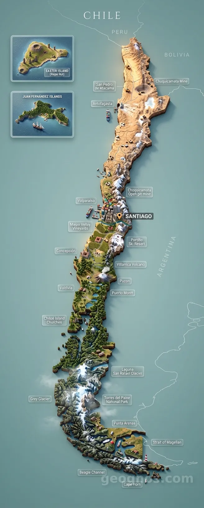 3D Diorama Map of Chile