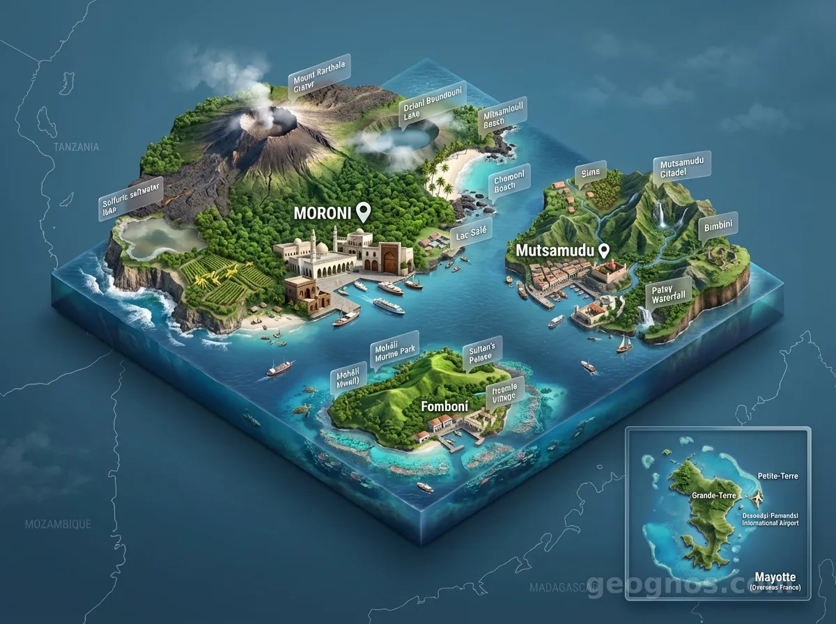 3D Diorama Map of Comoros