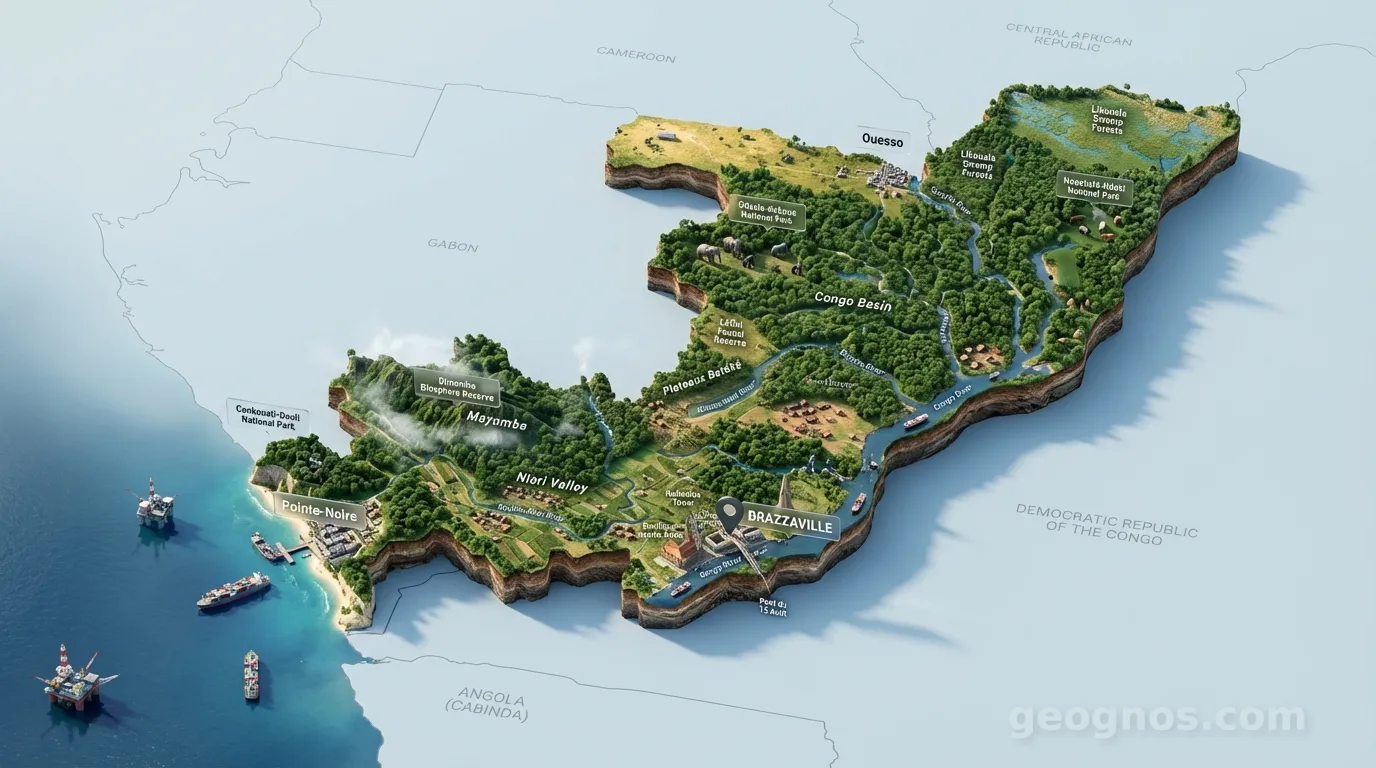 3D Diorama Map of Congo, Republic of the