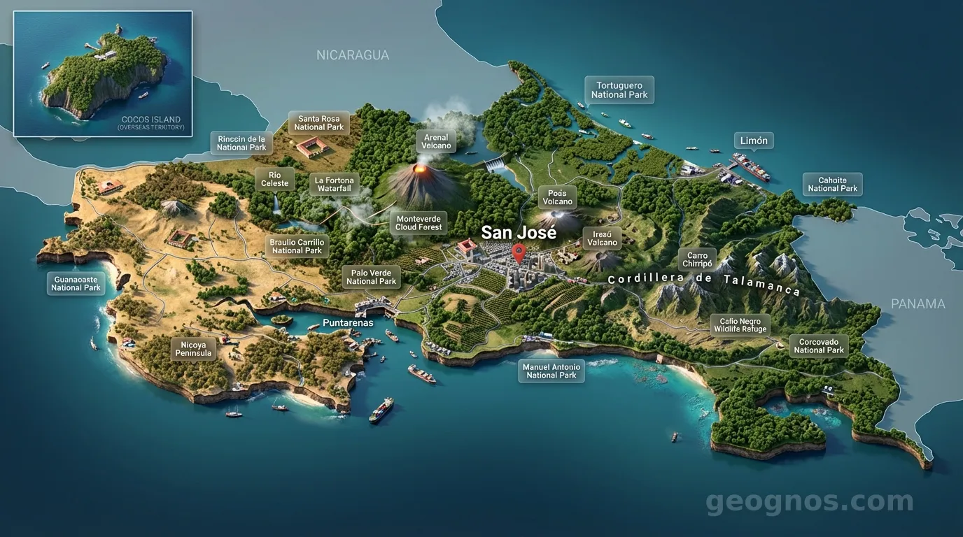 3D Diorama Map of Costa Rica