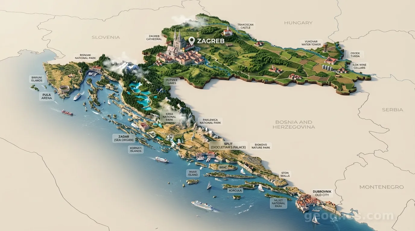 3D Diorama Map of Croatia