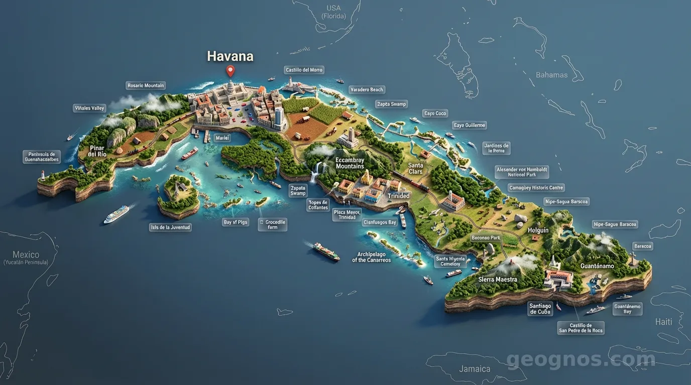 3D Diorama Map of Cuba