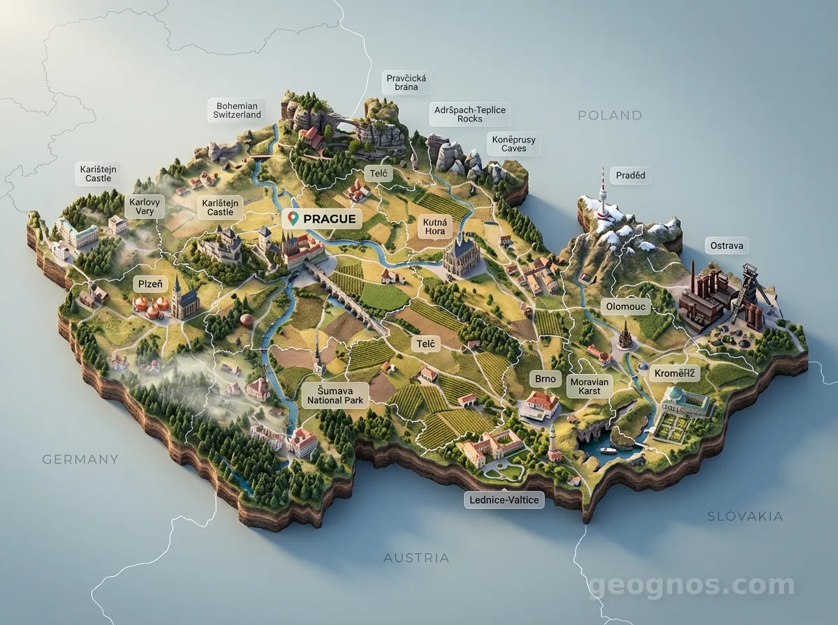 3D Diorama Map of Czechia