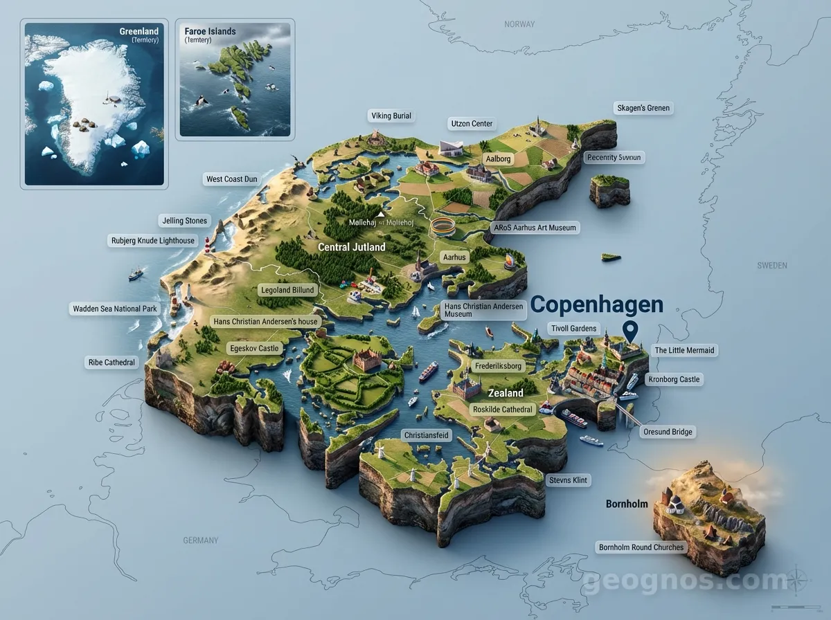 3D Diorama Map of Denmark
