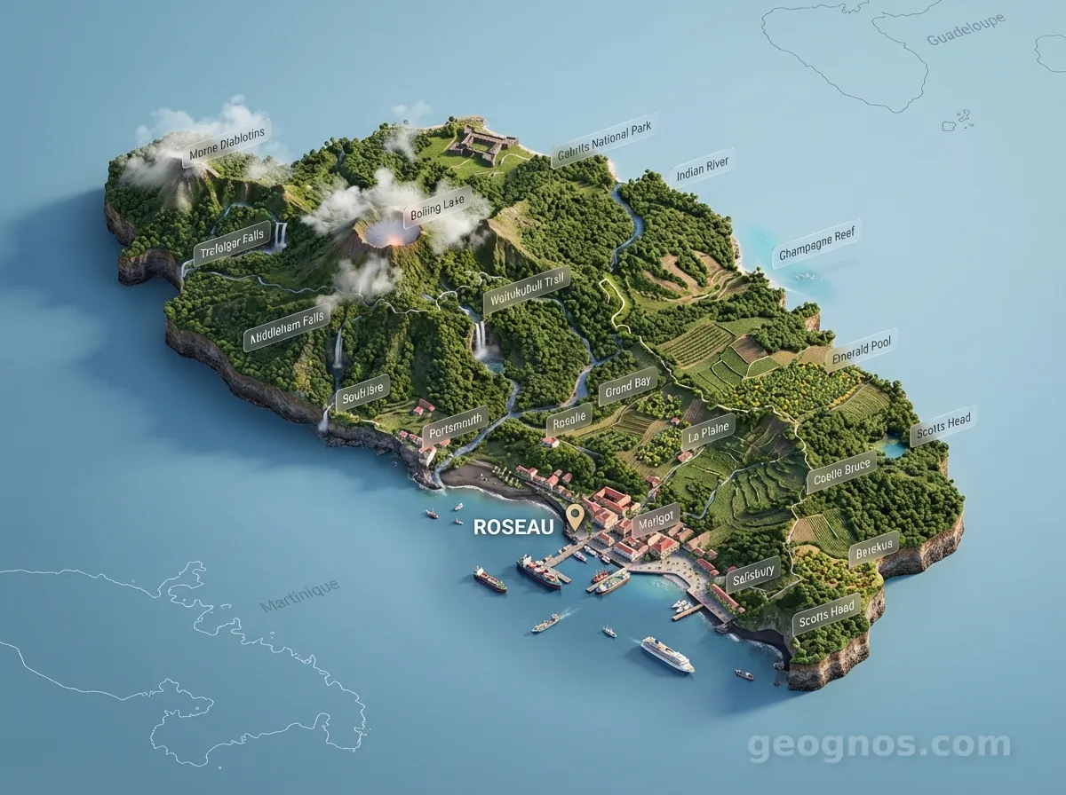 3D Diorama Map of Dominica