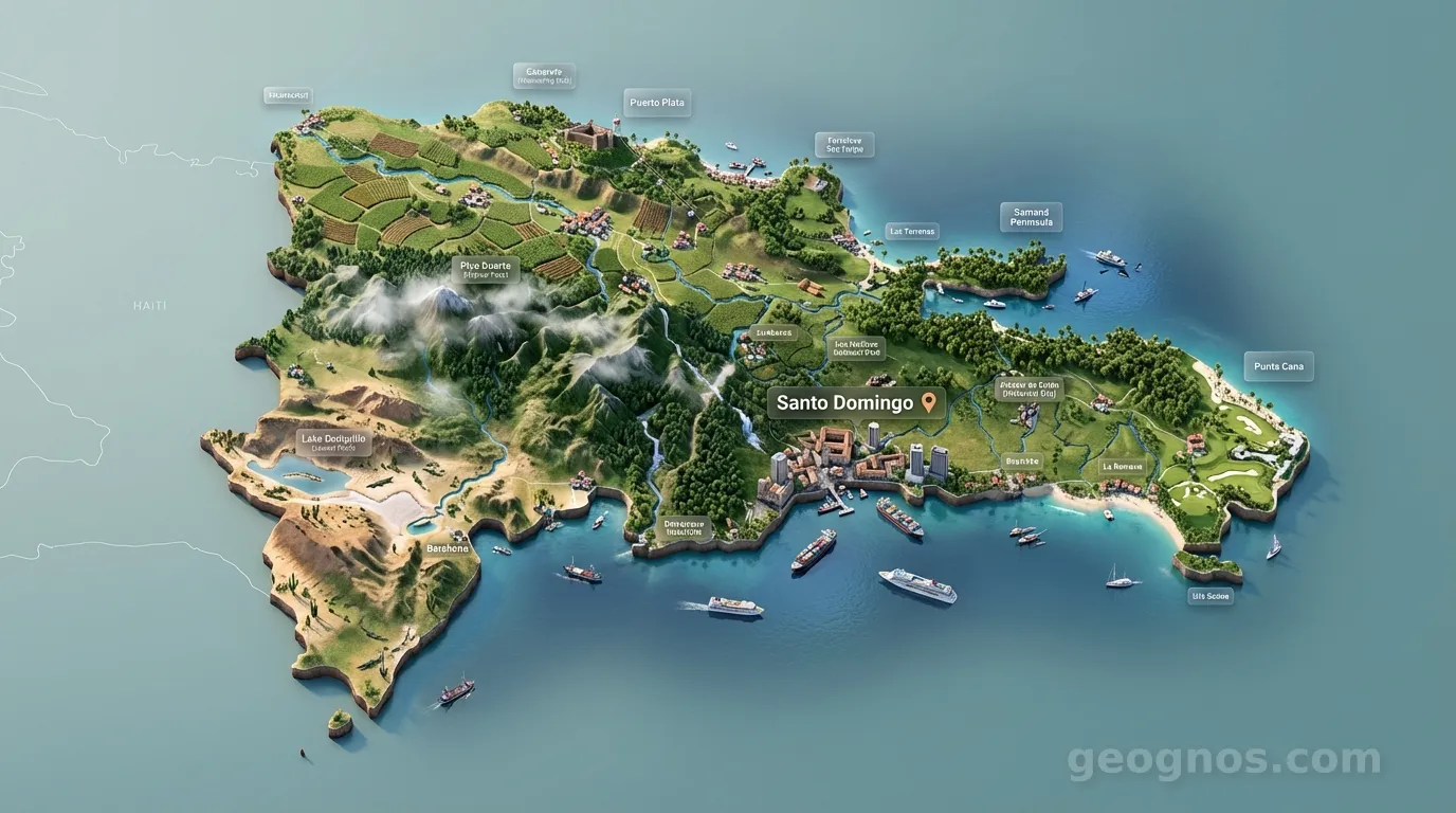 3D Diorama Map of Dominican Republic