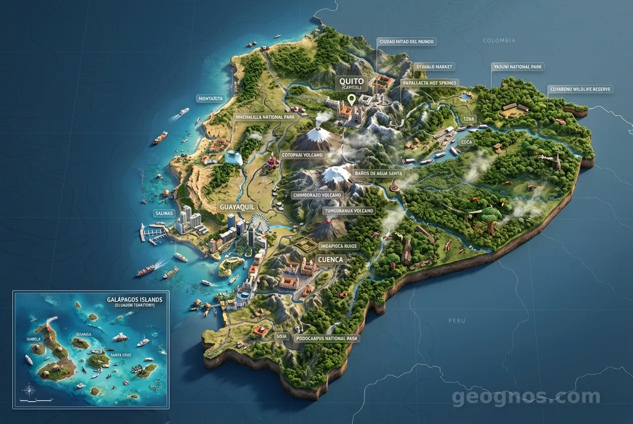 3D Diorama Map of Ecuador