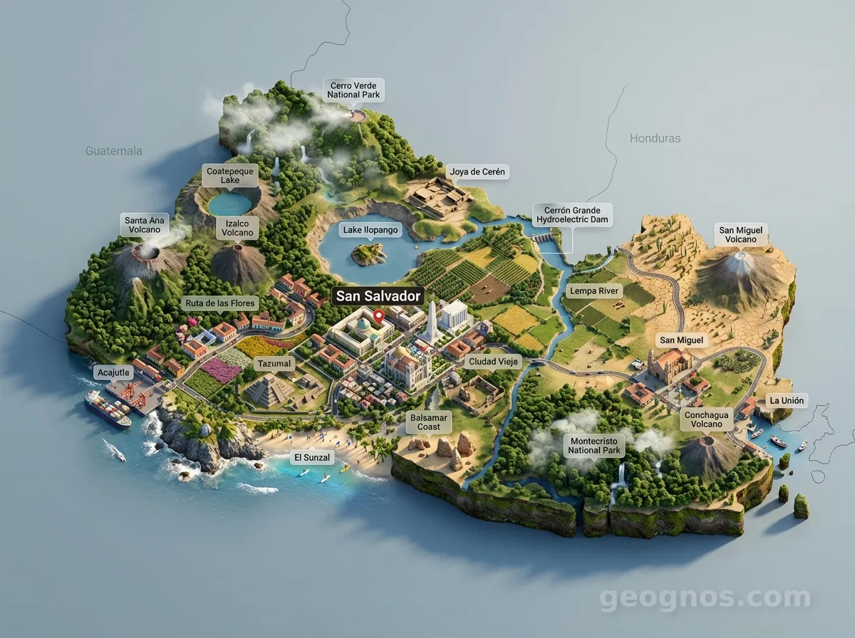 3D Diorama Map of El Salvador
