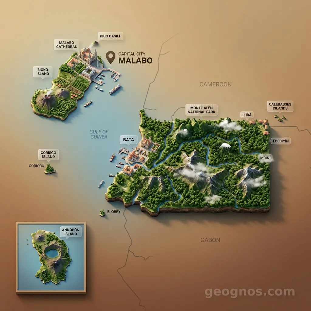 3D Diorama Map of Equatorial Guinea
