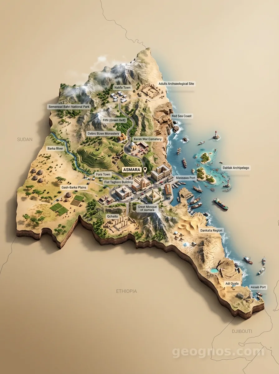 3D Diorama Map of Eritrea