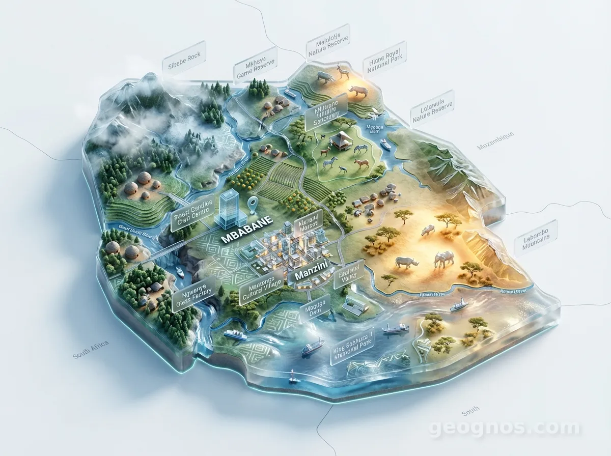 3D Diorama Map of Eswatini