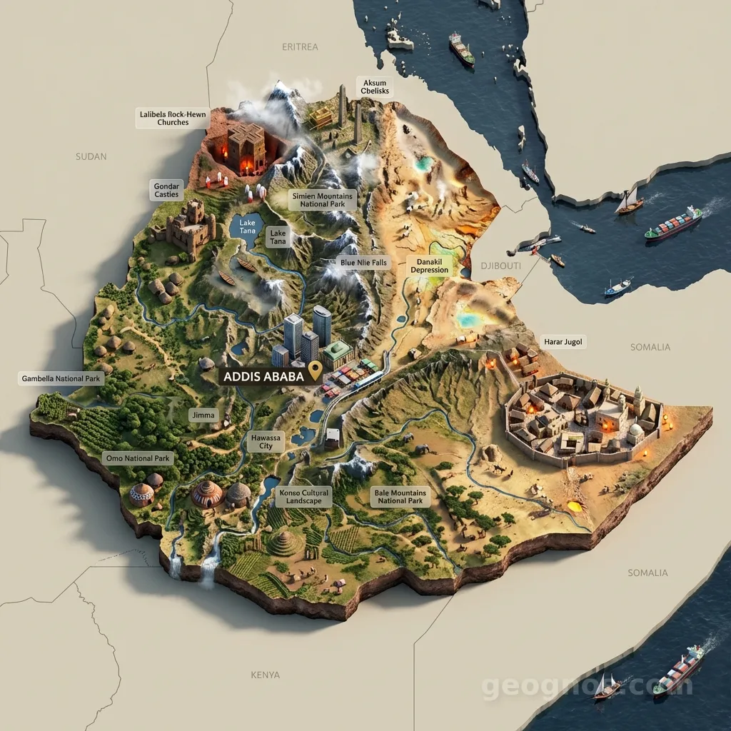 3D Diorama Map of Ethiopia