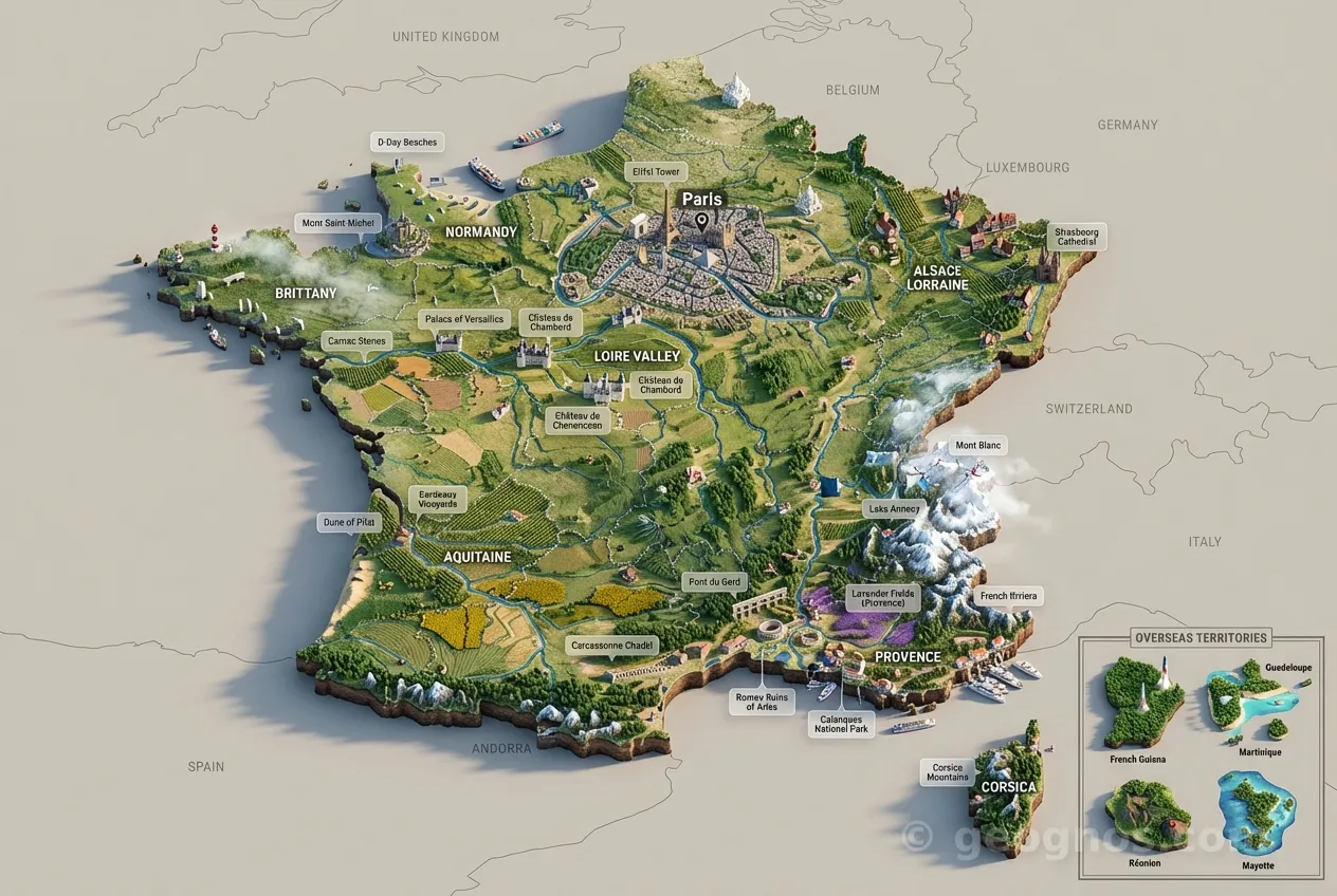 3D Diorama Map of France