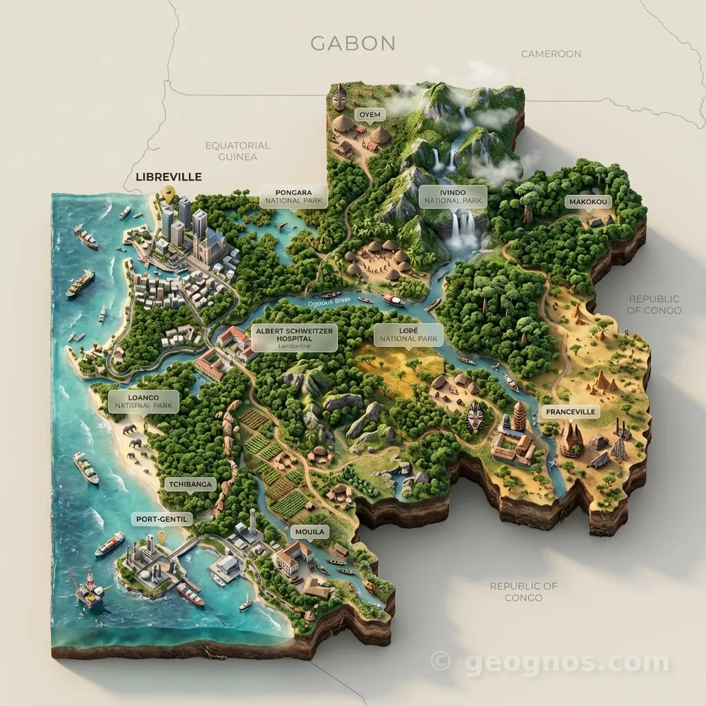 3D Diorama Map of Gabon