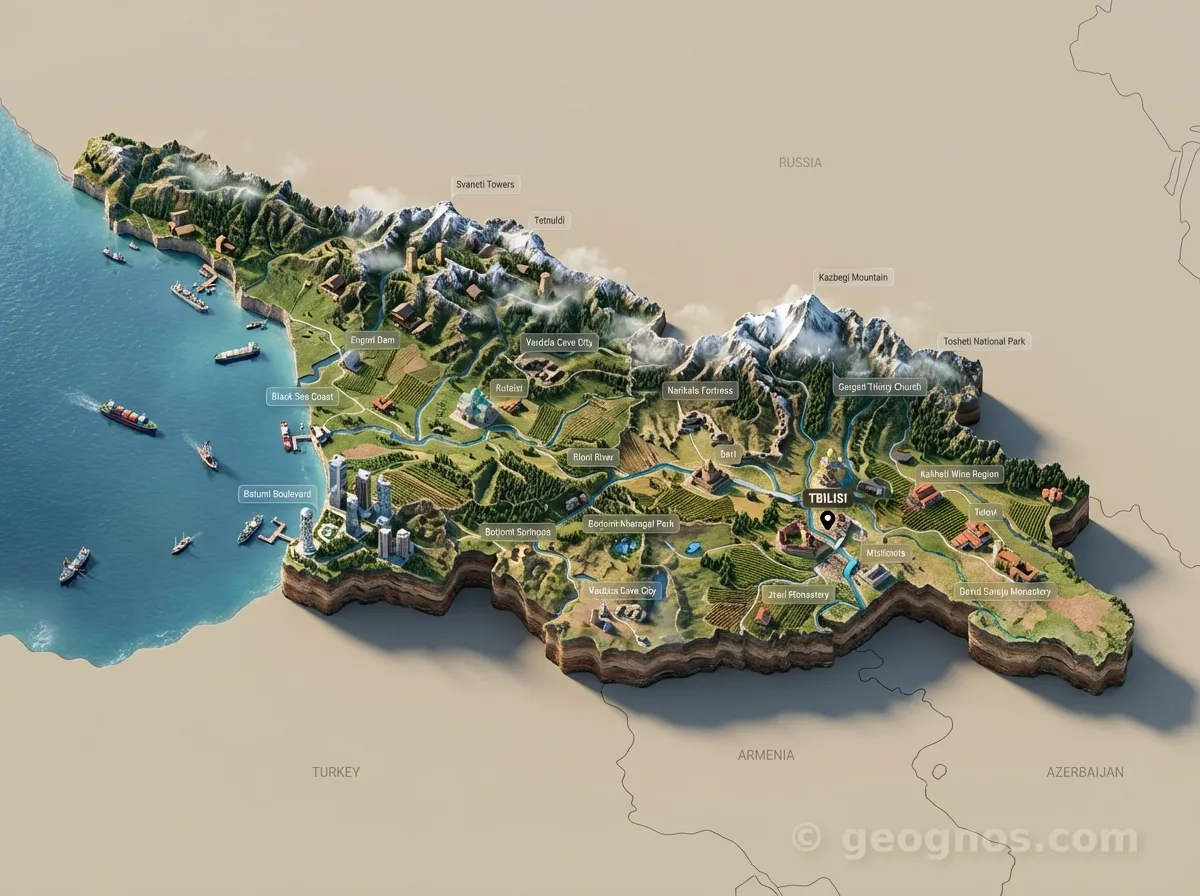 3D Diorama Map of Georgia