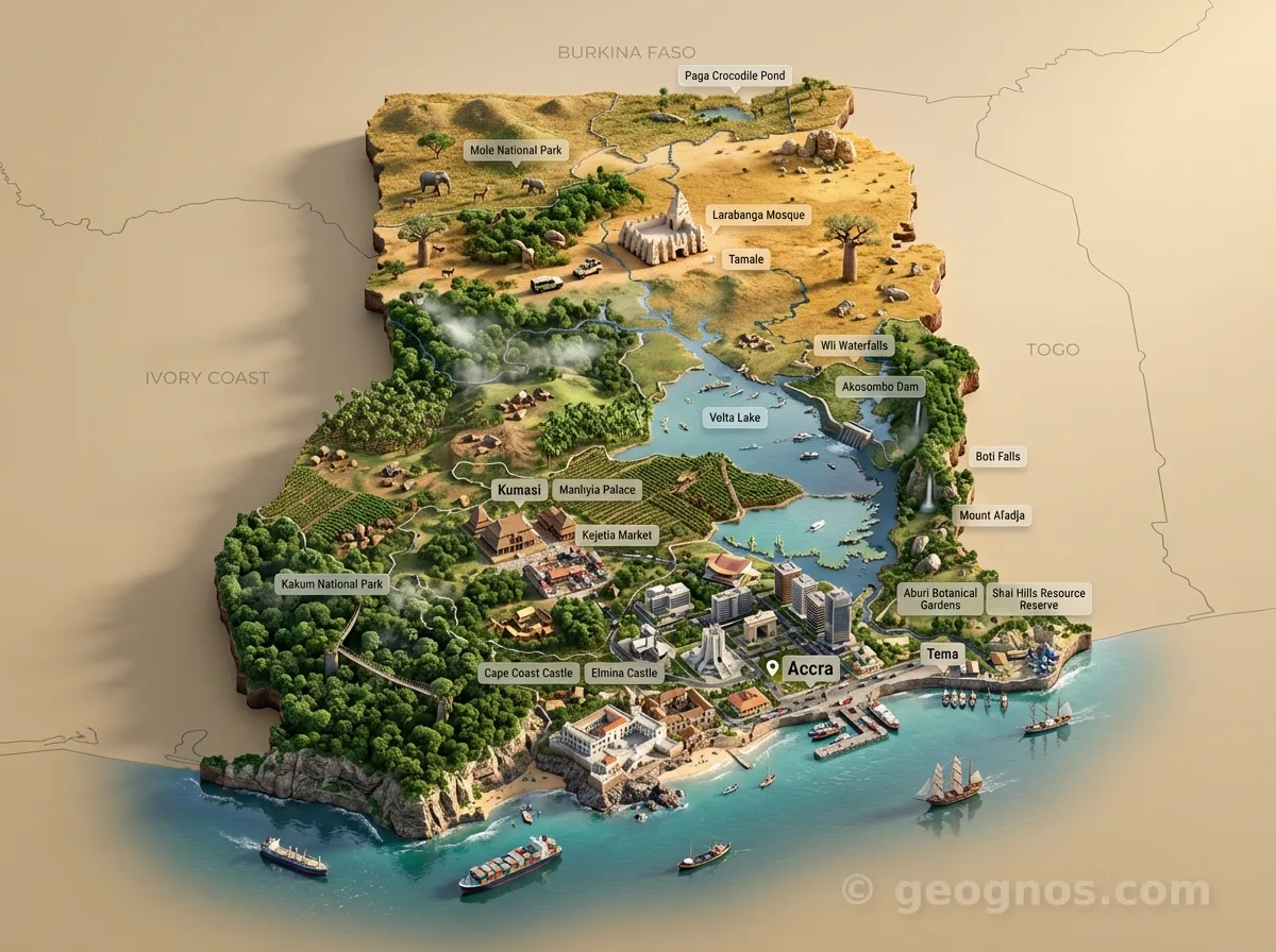 3D Diorama Map of Ghana