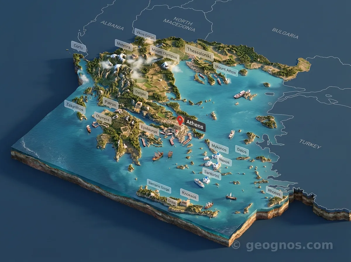 3D Diorama Map of Greece