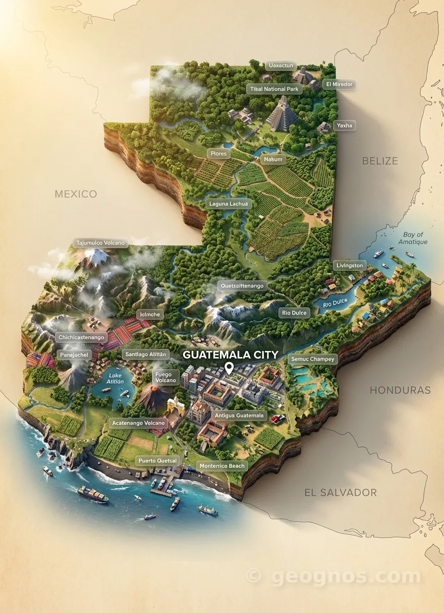 3D Diorama Map of Guatemala