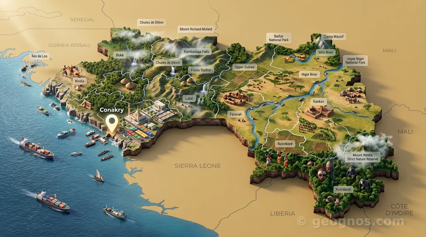 3D Diorama Map of Guinea