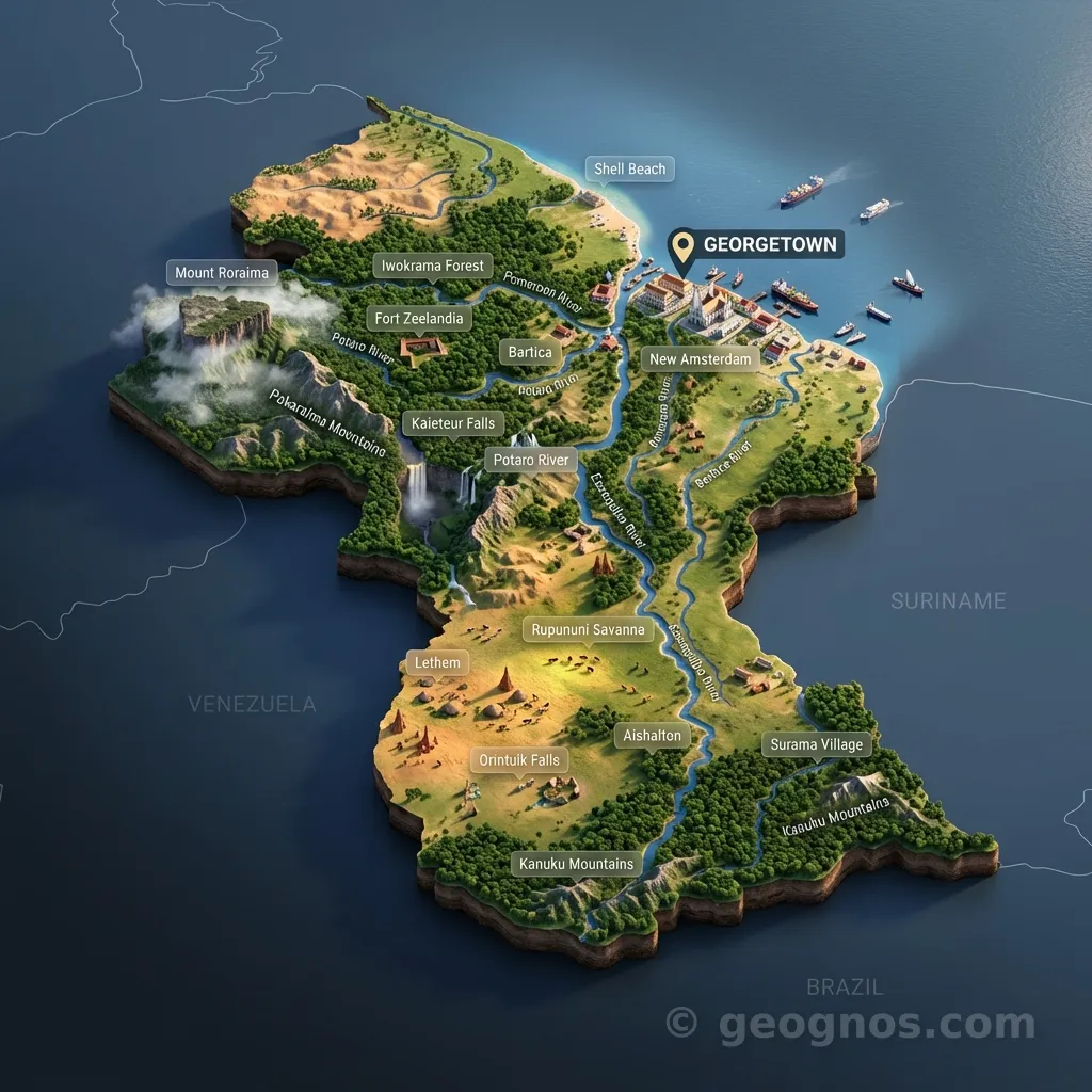 3D Diorama Map of Guyana