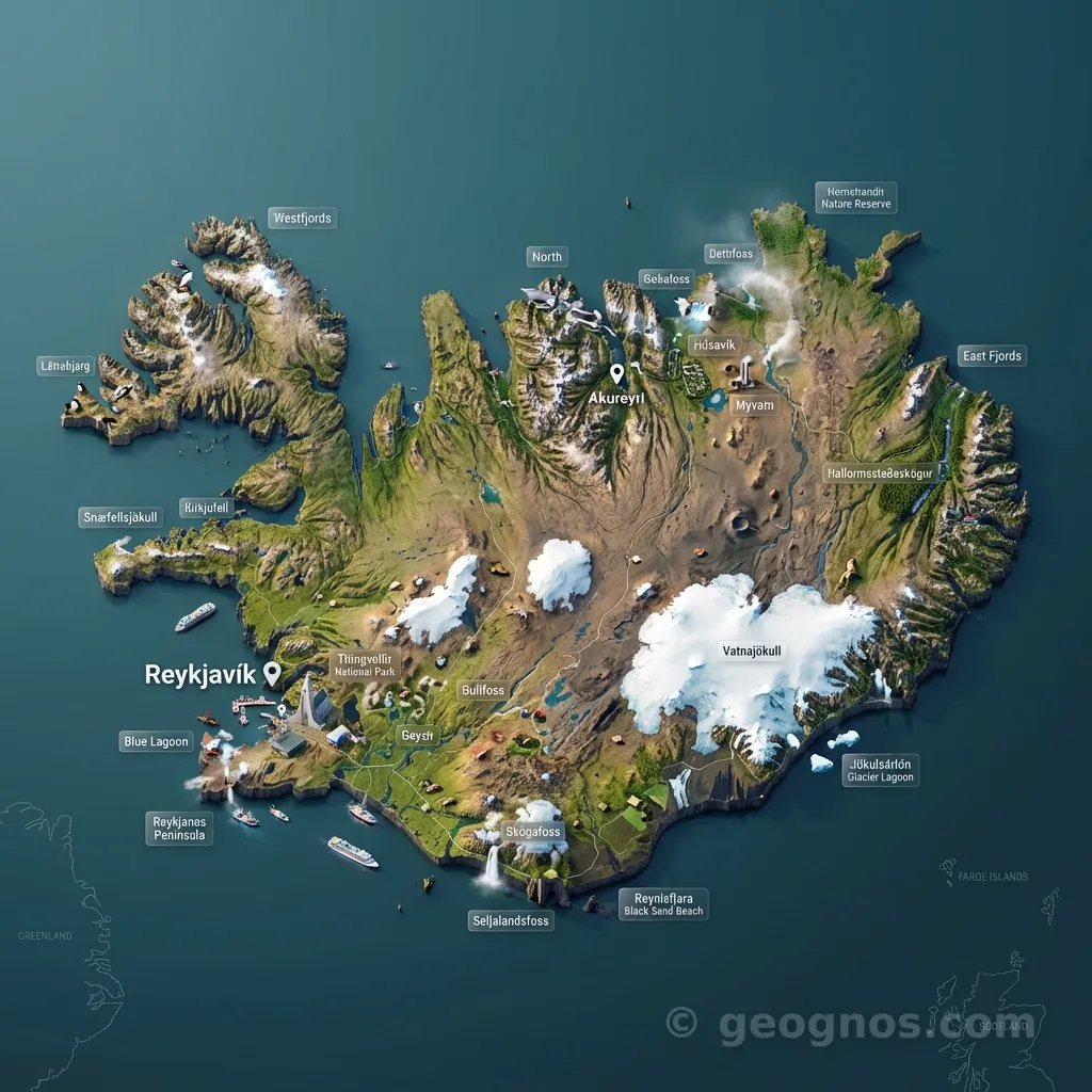 3D Diorama Map of Iceland