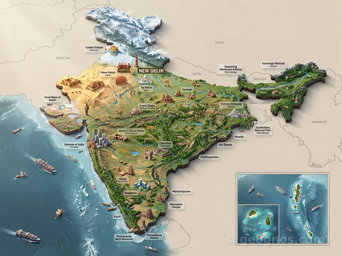 3D Diorama Map of India