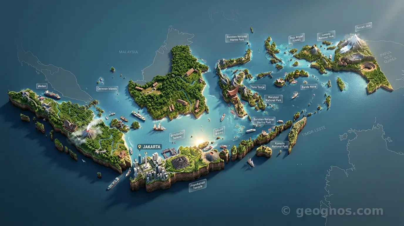 3D Diorama Map of Indonesia