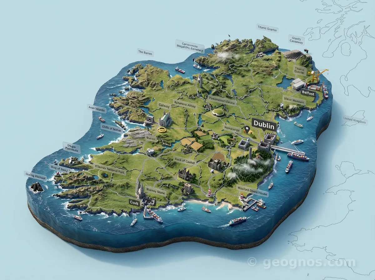 3D Diorama Map of Ireland