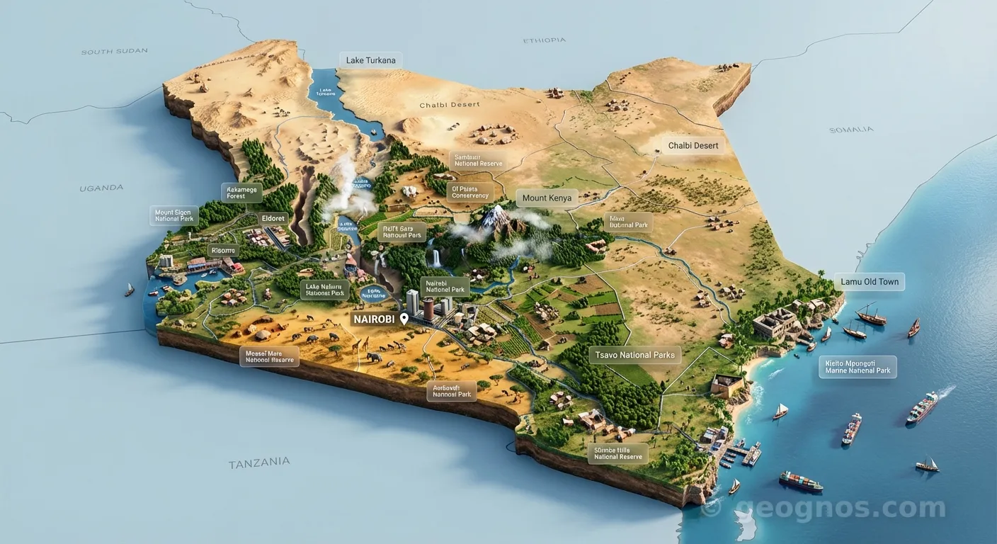 3D Diorama Map of Kenya