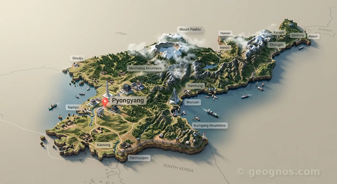 3D Diorama Map of Korea, North