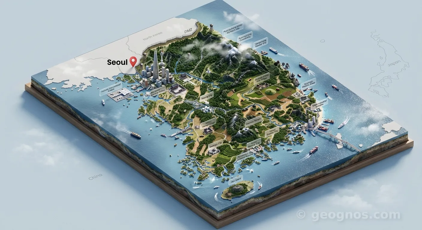 3D Diorama Map of Korea, South