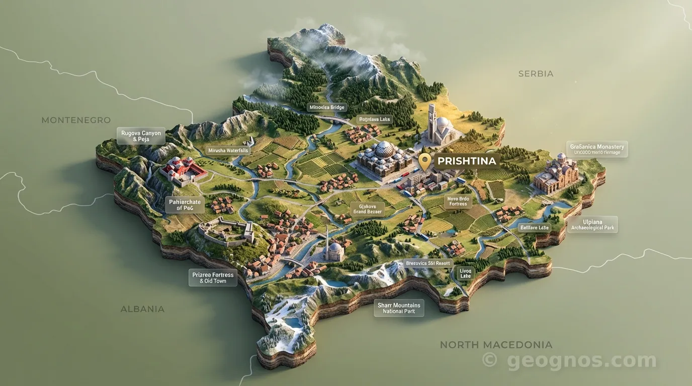 3D Diorama Map of Kosovo
